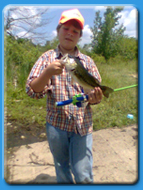 Rob catches a Bass with his new fishing pole